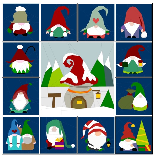 12 Days of Christmas Gnomes 2020 Quilt Art Design