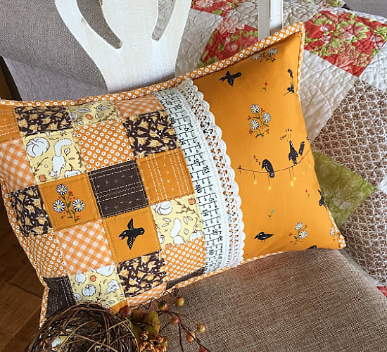 Pretty Fabric and Lace Make a Sweet Pillow Quilting Digest