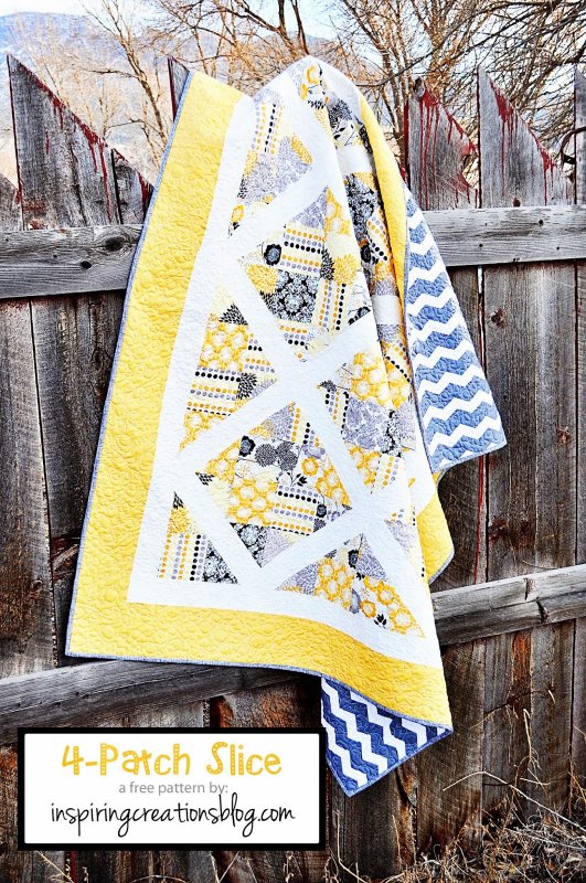 Free Tutorial 4Patch Slice Quilt by Lindsey Weight