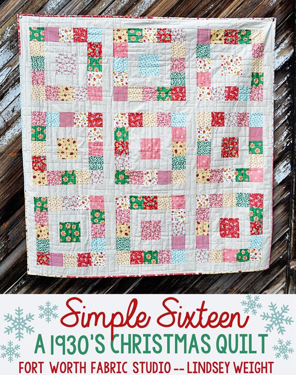 Free Pattern Simple Sixteen Christmas Quilt by Lindsey Weight