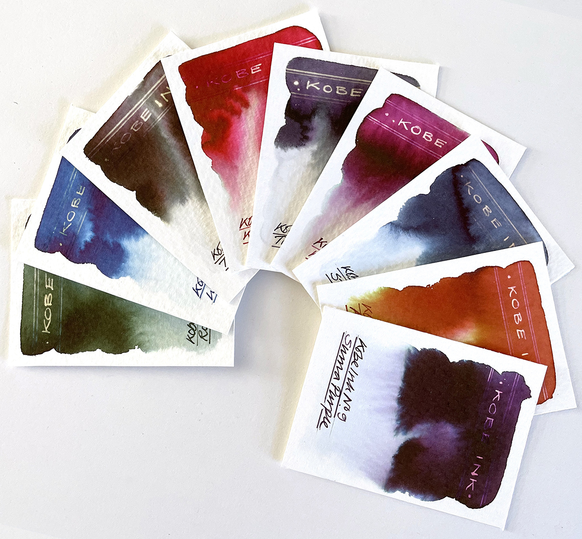 Kobe Fountain Pen Inks 19 swatch tests FOUNTAIN PEN INK ART