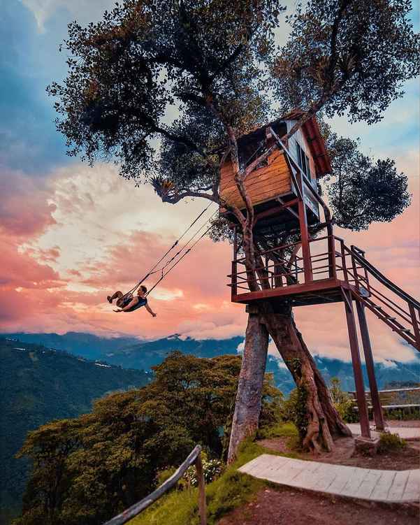 The Swing at the End of the World in Baños, Ecuador