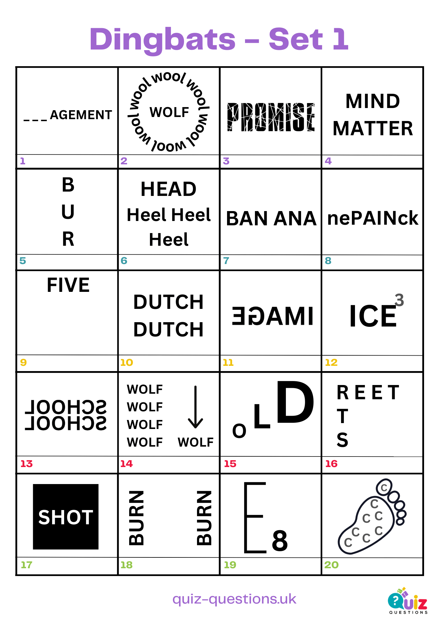 Dingbats Quiz (Set 1) Questions & Answers 2024