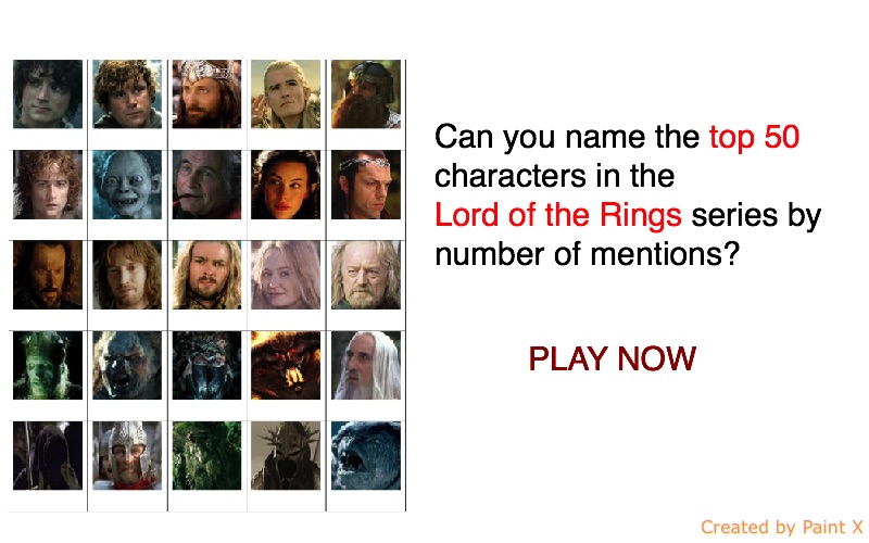 Can You Name The Top 50 Characters In The Lord Of The Rings Series By Number Of Mentions? - Quiz For Fans