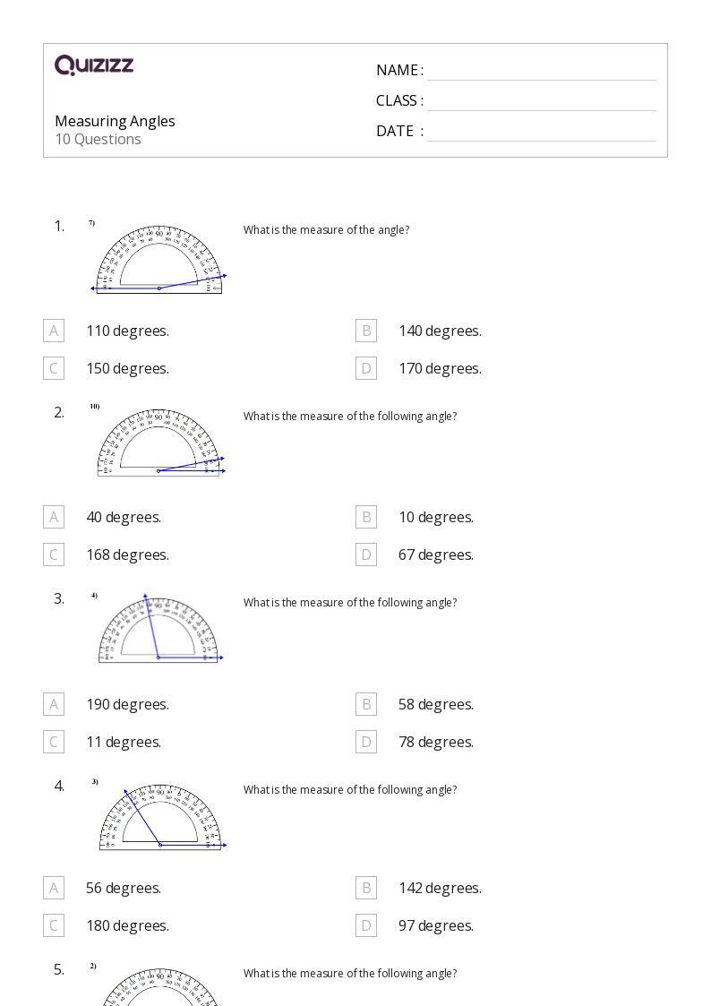 50+ Measuring Angles worksheets for 7th Class on Quizizz Free & Printable