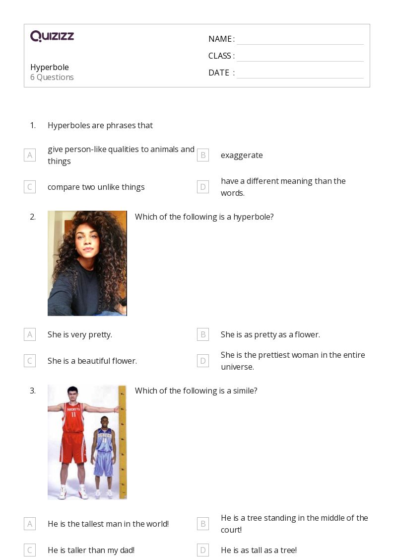 50+ Hyperbole worksheets for 2nd Year on Quizizz Free & Printable