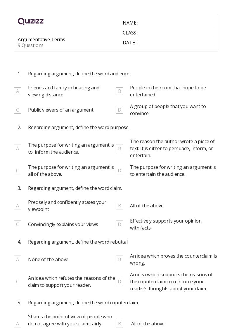 50+ Argument Writing worksheets for Kindergarten on Quizizz Free & Printable