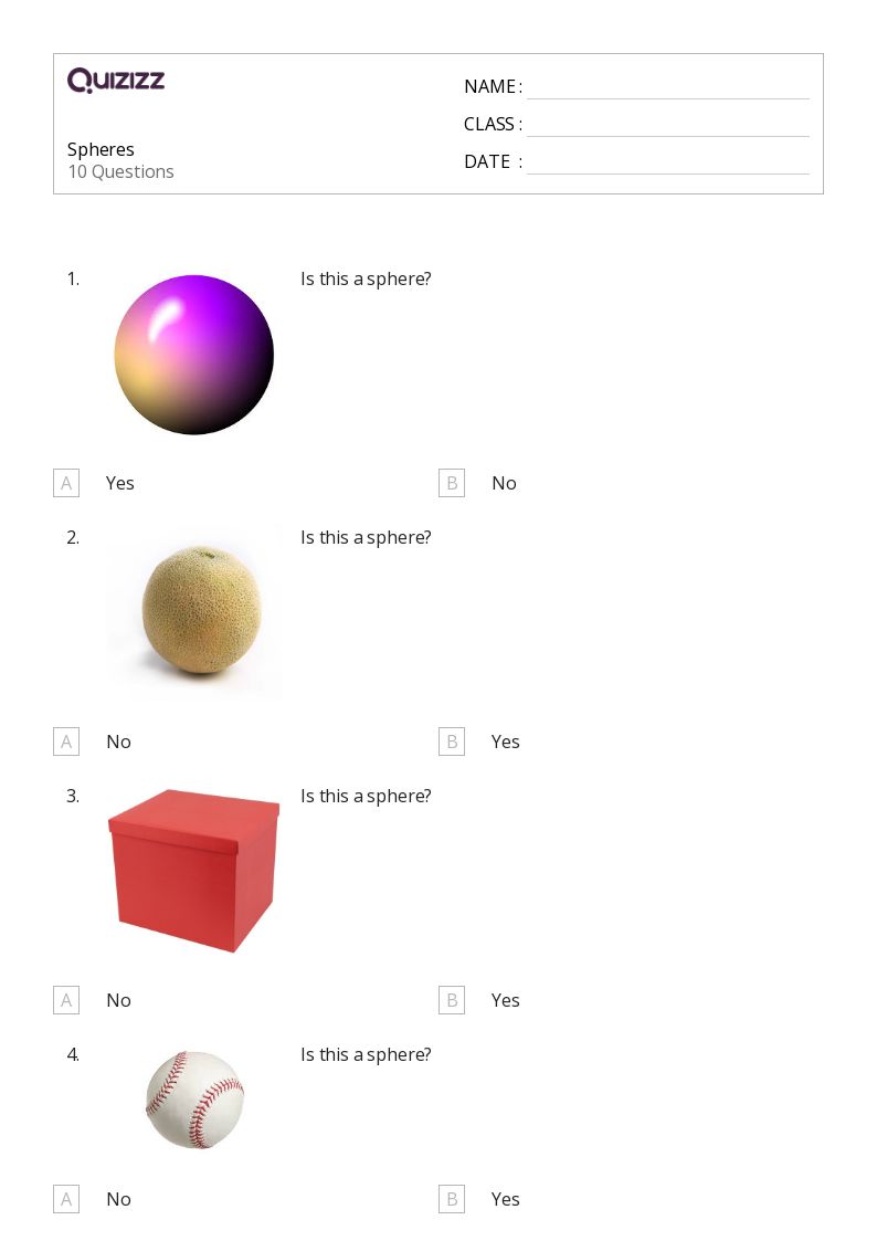 50+ Spheres worksheets for Kindergarten on Quizizz Free & Printable