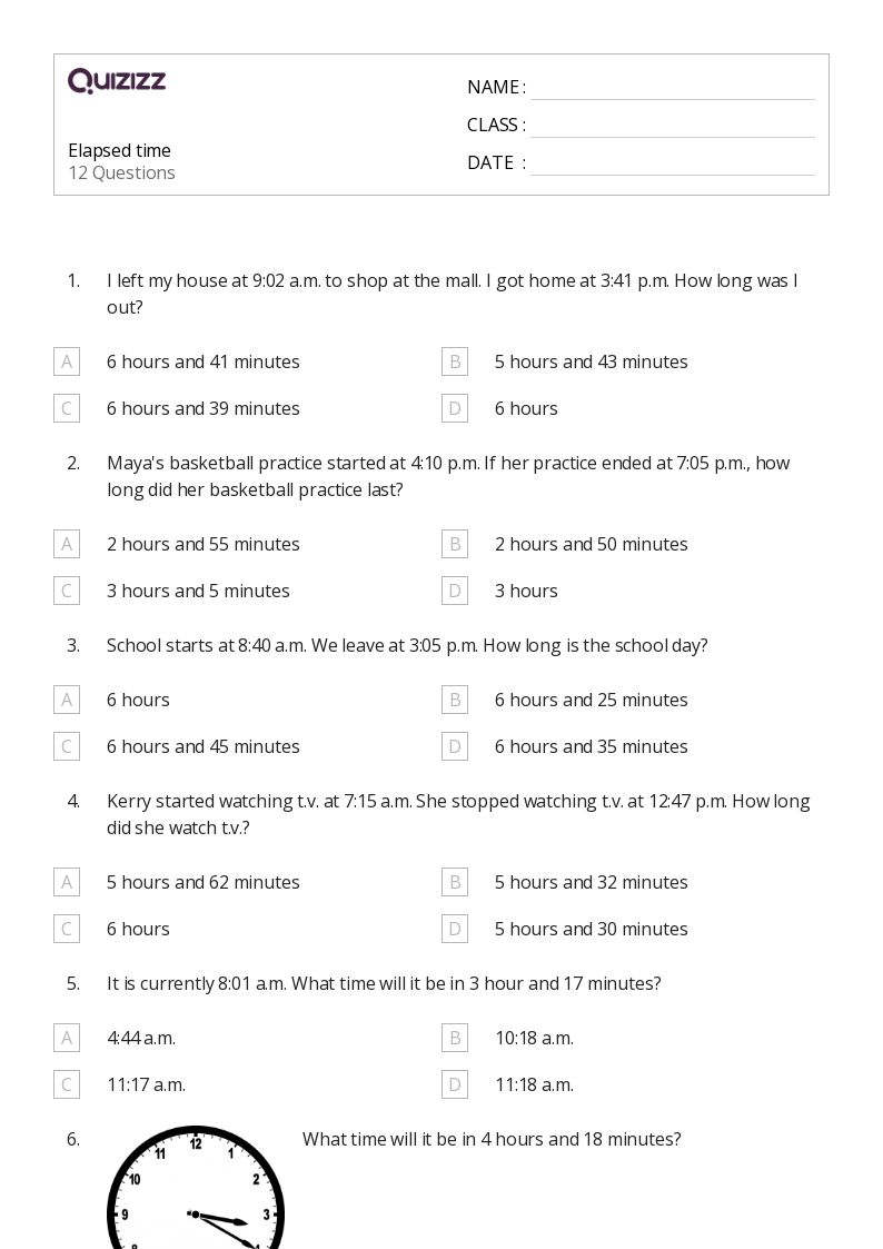50+ Time worksheets for 2nd Grade on Quizizz Free & Printable