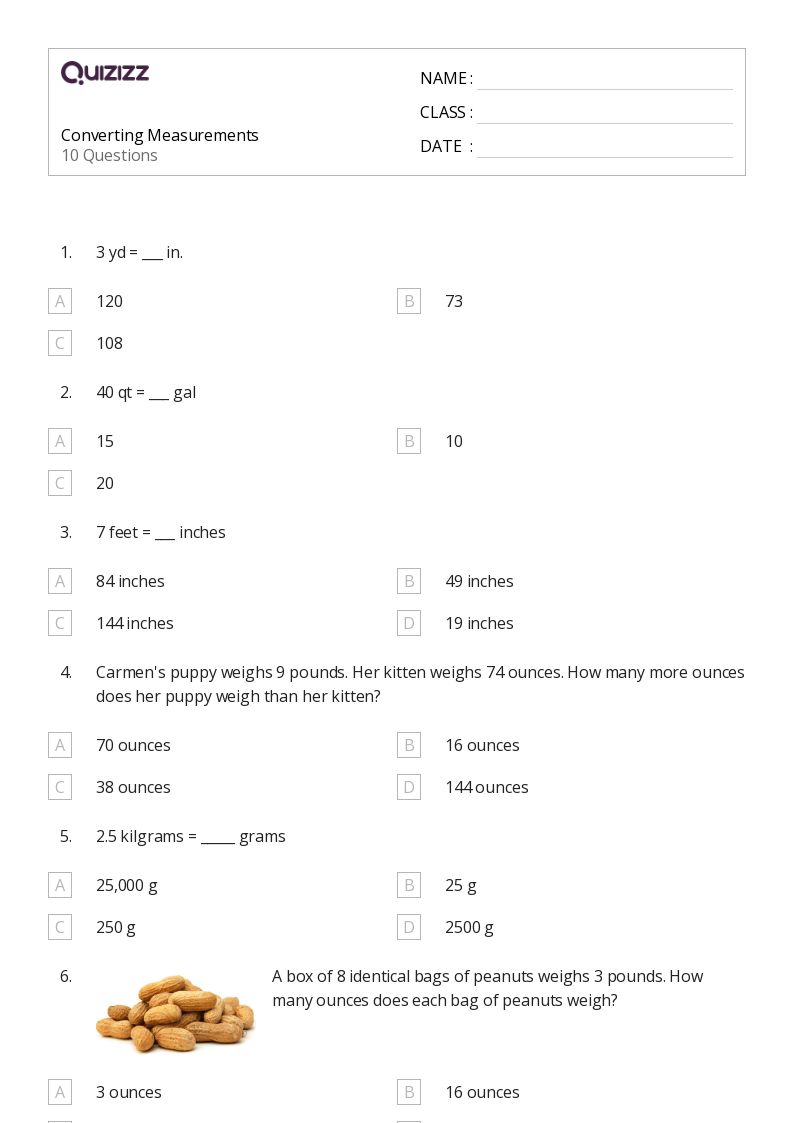 50+ Converting Metric Units worksheets for Kindergarten on Quizizz