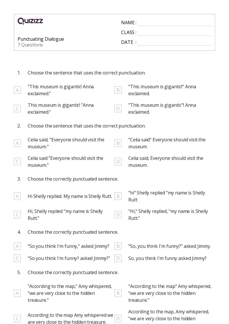 50+ Quotations worksheets for 3rd Year on Quizizz Free & Printable