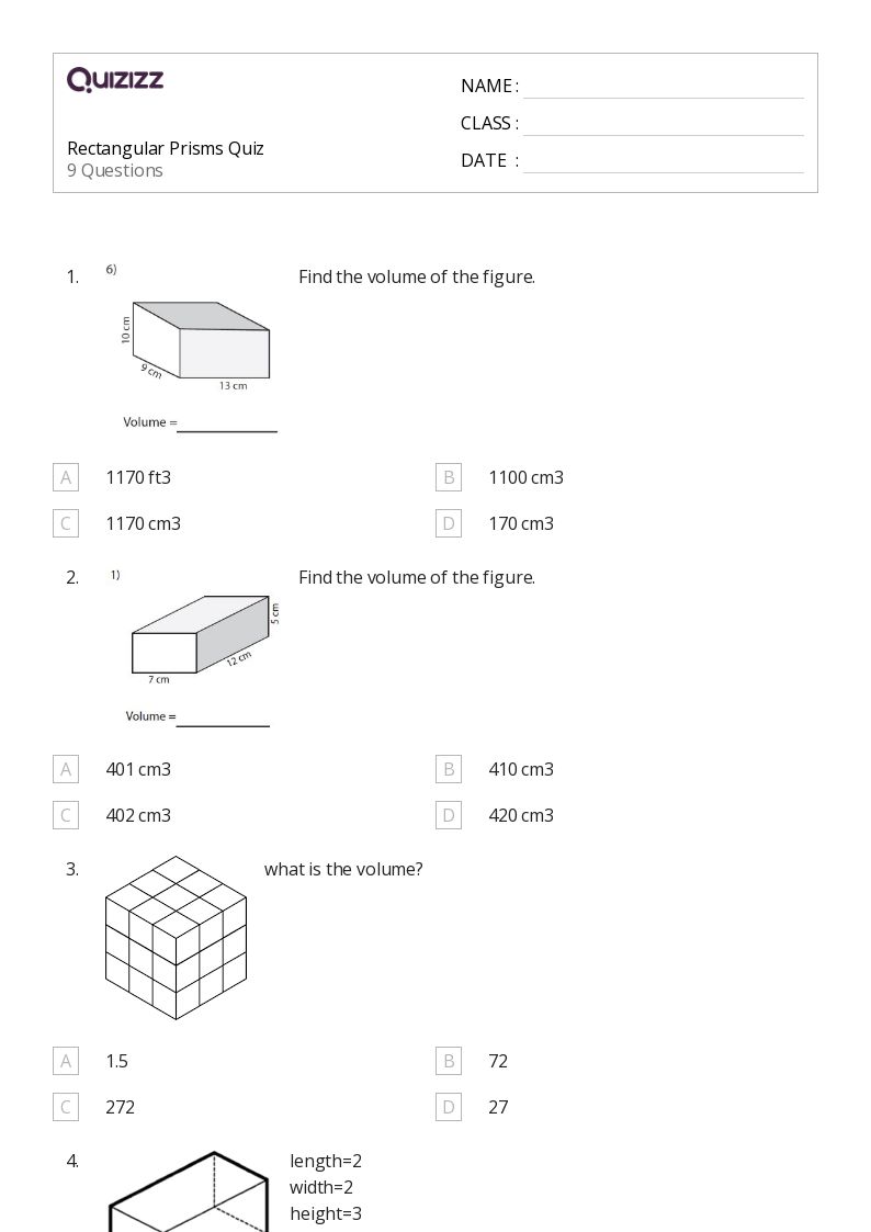 50+ Rectangular Prisms worksheets for Kindergarten on Quizizz Free