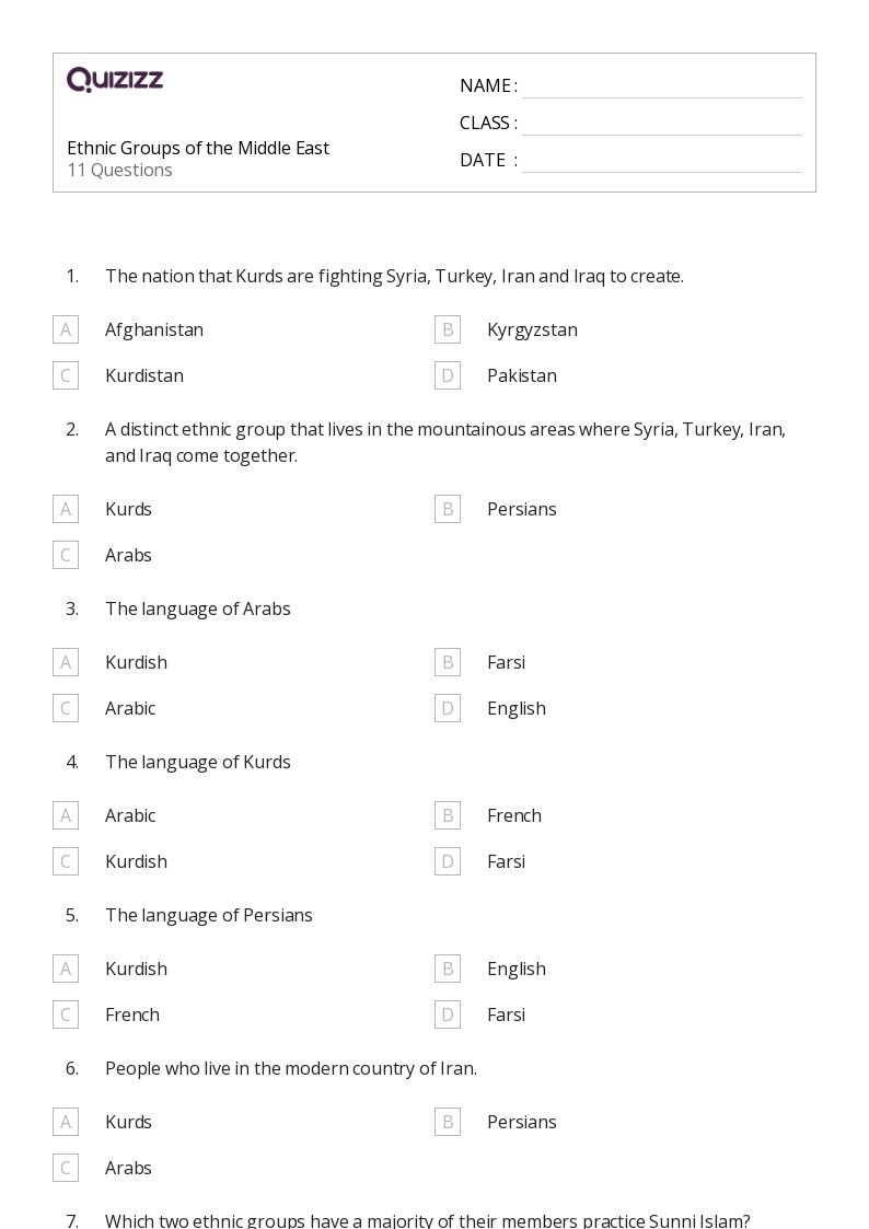 50+ Arabic worksheets for 7th Grade on Quizizz | Free & Printable
