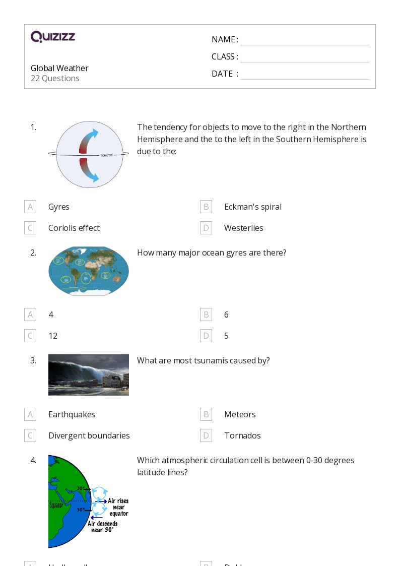 50+ Weather worksheets for 9th Grade on Quizizz | Free & Printable
