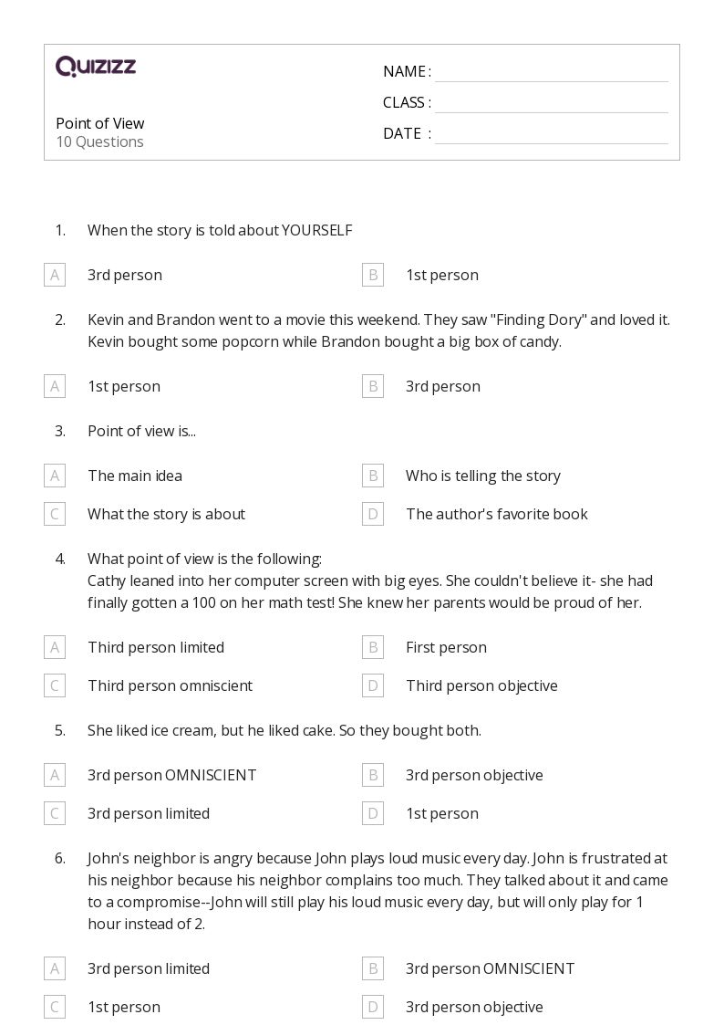 50+ Analyzing Point of View worksheets for 5th Class on Quizizz Free & Printable