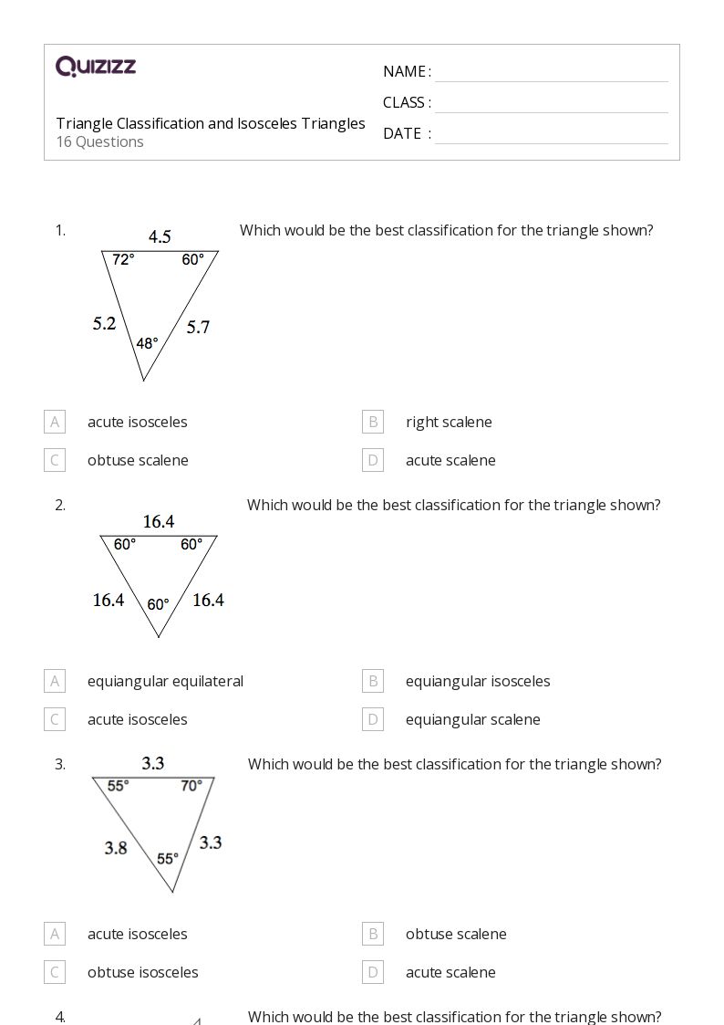 50+ Triangle Theorems worksheets for 6th Grade on Quizizz Free