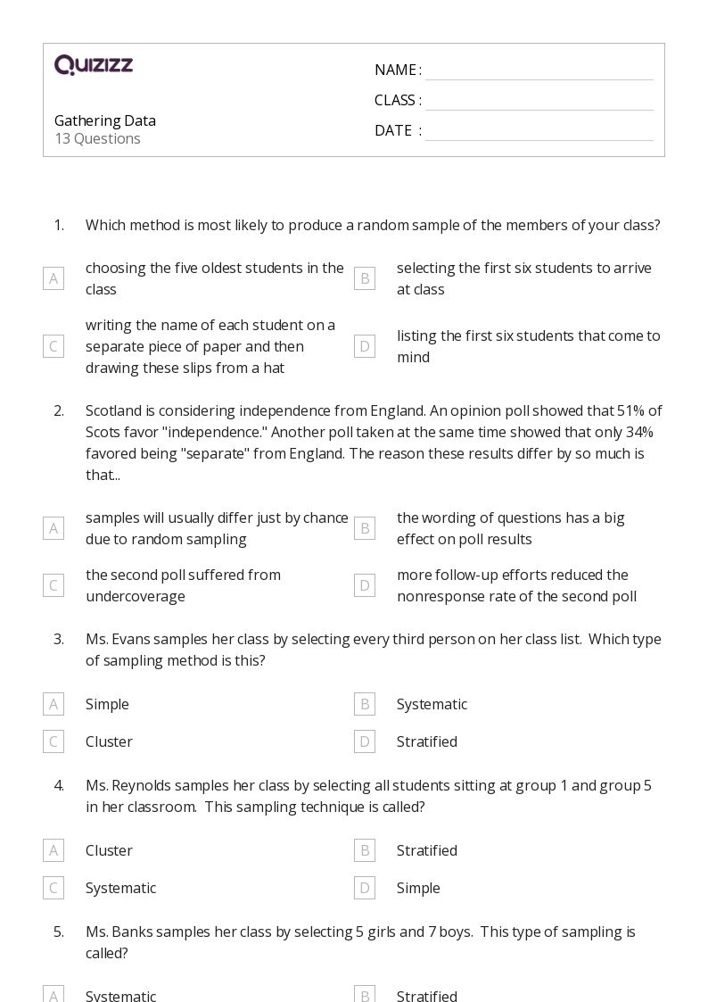 50+ data visualization worksheets for 9th Grade on Quizizz Free & Printable
