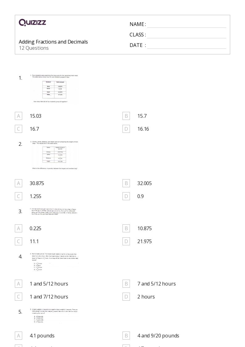 50+ Adding Fractions worksheets for 6th Grade on Quizizz Free & Printable