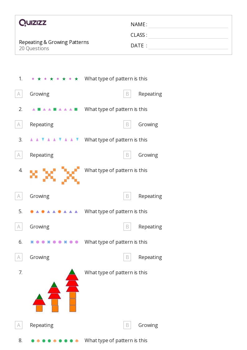50+ Shape Patterns worksheets for 2nd Year on Quizizz Free & Printable