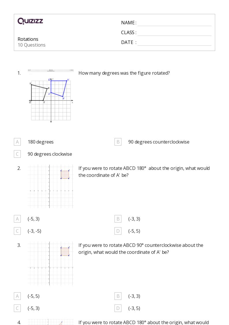 50+ Rotations worksheets for 7th Class on Quizizz Free & Printable