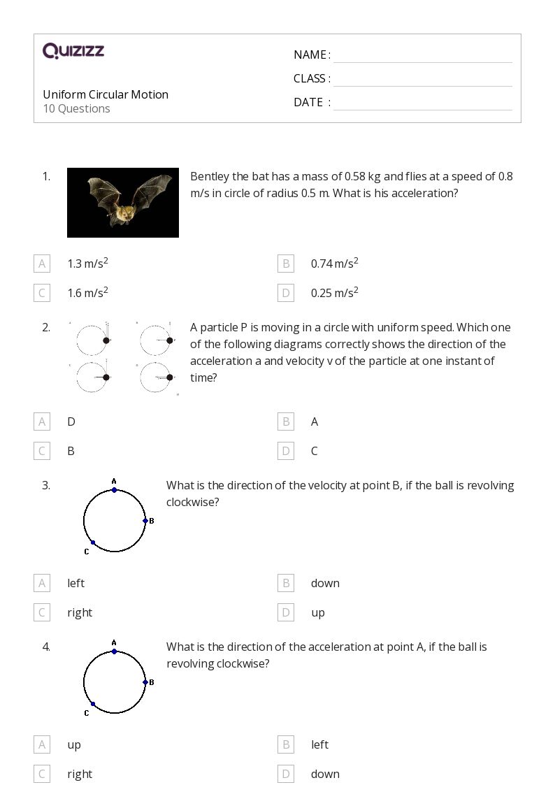 50+ centripetal acceleration worksheets for 10th Year on Quizizz Free & Printable