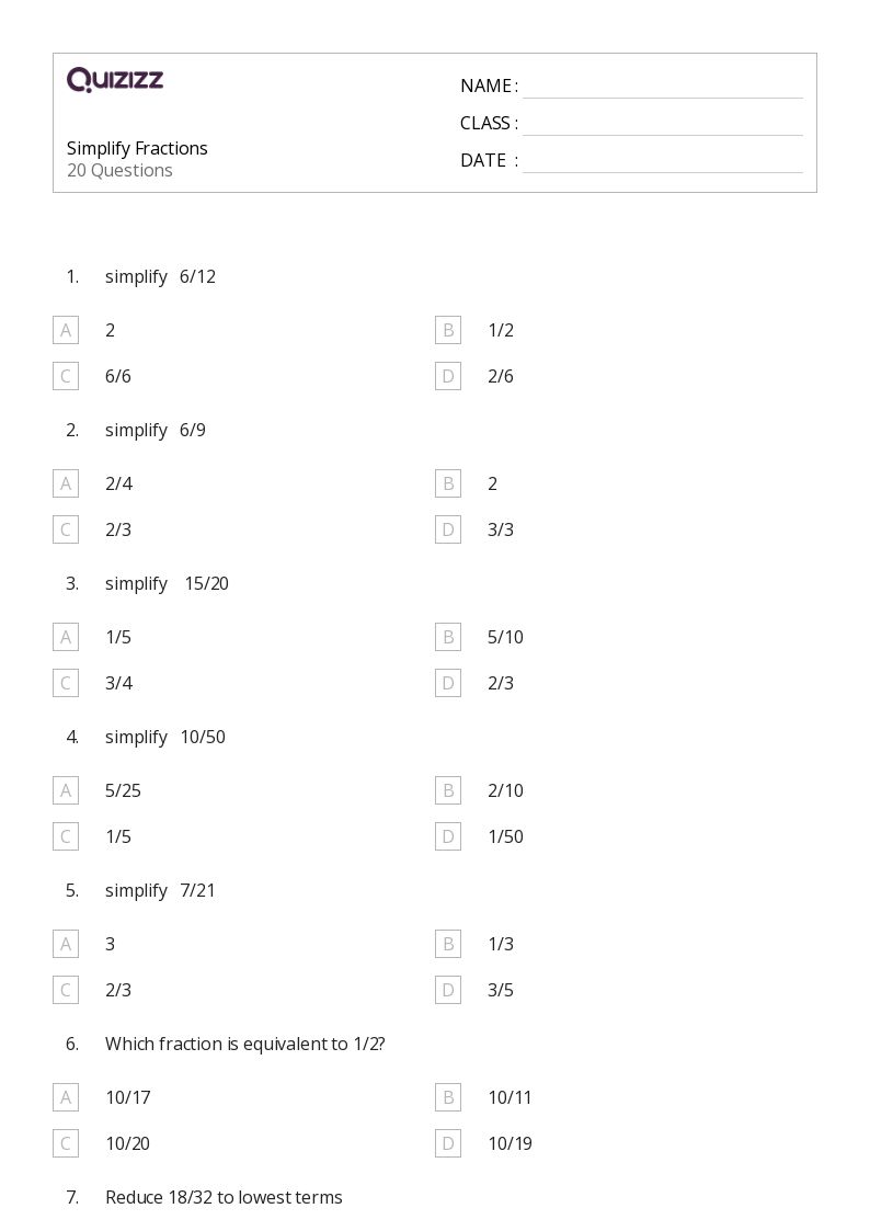 50+ Fractions worksheets for 8th Class on Quizizz Free & Printable