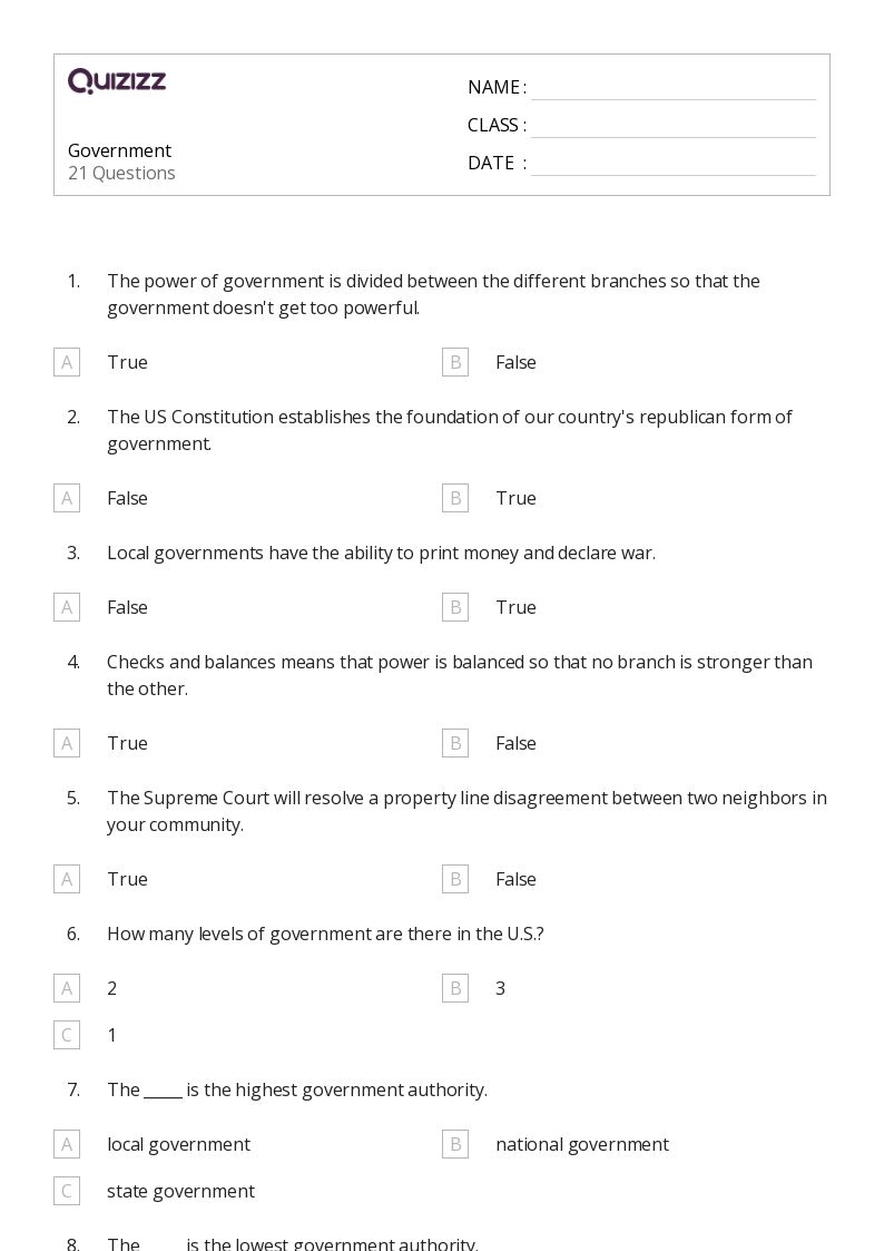 50+ federal government worksheets for 3rd Grade on Quizizz Free & Printable
