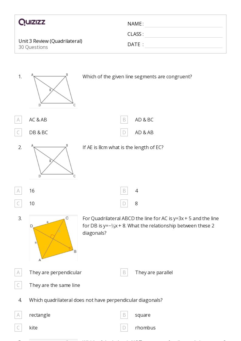50+ Area of Quadrilaterals worksheets for 8th Grade on Quizizz Free