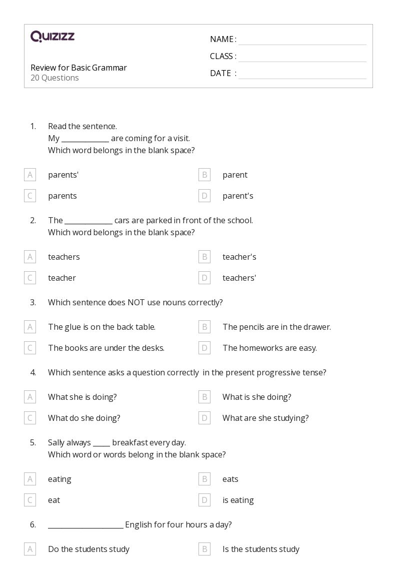 50+ Grammar worksheets for 12th Grade on Quizizz | Free & Printable