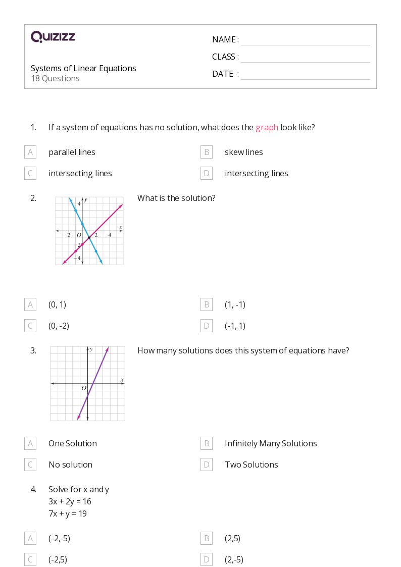 50+ Linear Equations worksheets for 7th Class on Quizizz Free & Printable