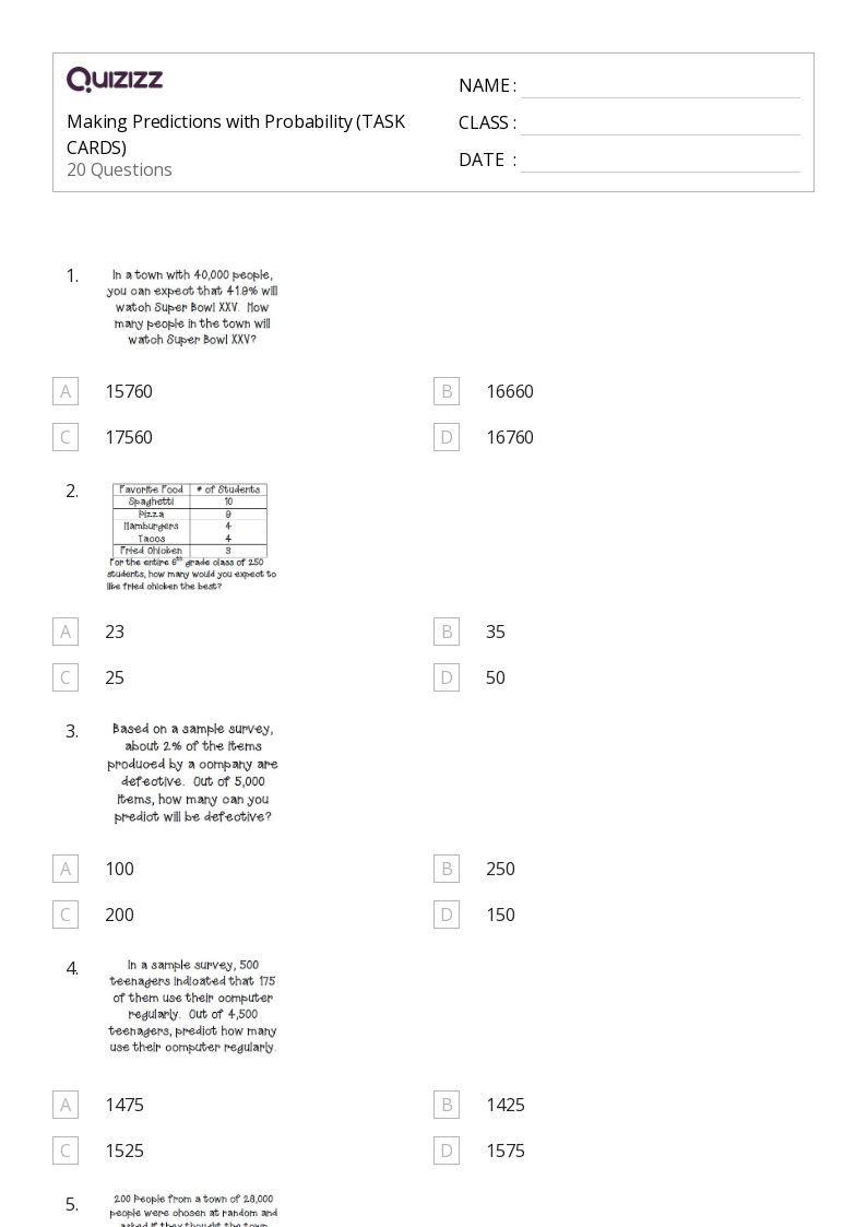 50+ Making Predictions worksheets for 7th Grade on Quizizz Free & Printable