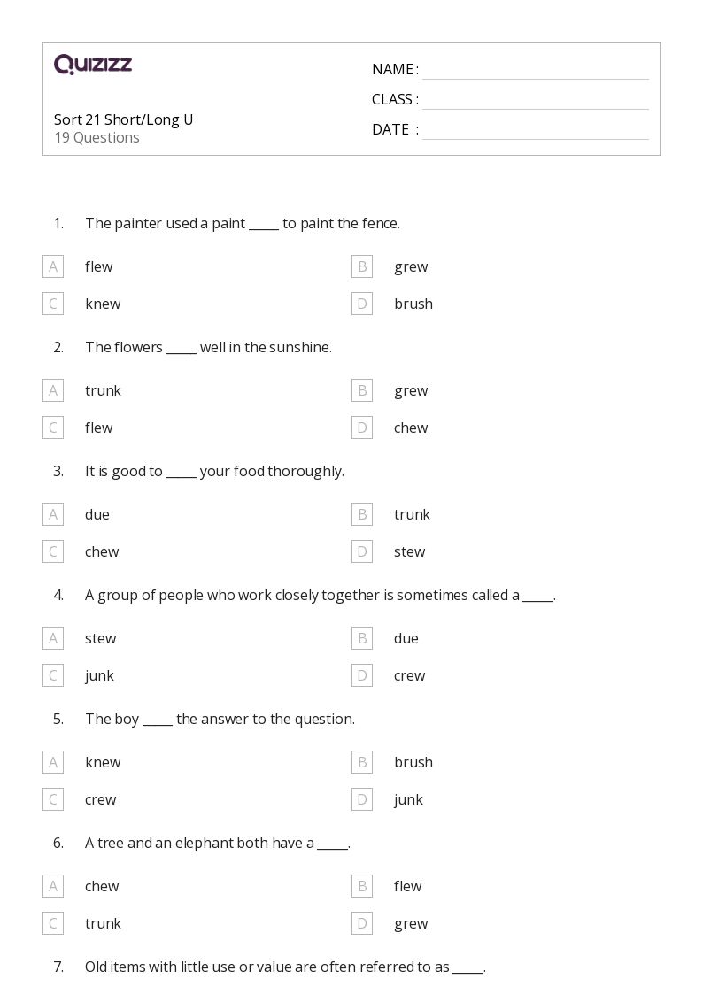 50+ Long U/Short U worksheets for 5th Year on Quizizz Free & Printable