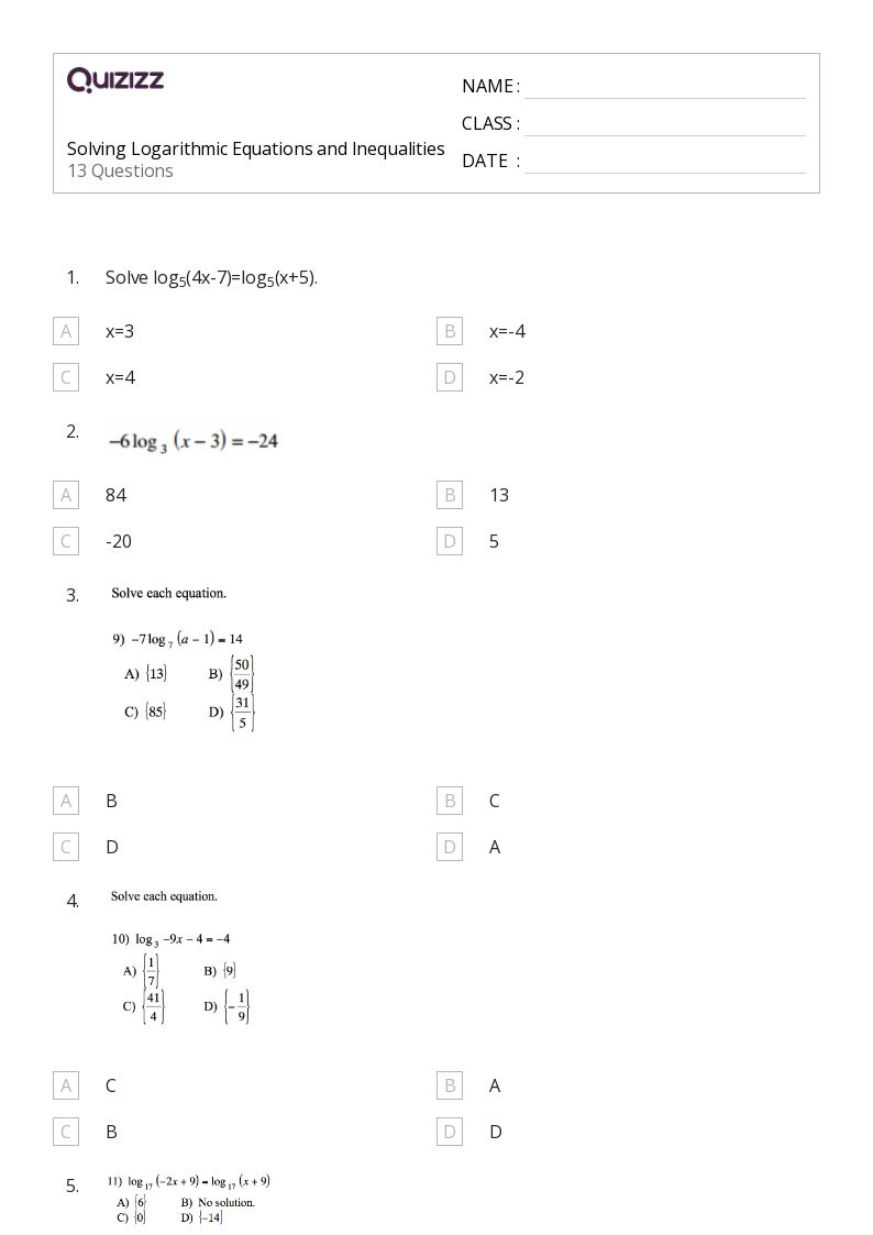 50+ Equations and Inequalities worksheets for 10th Grade on Quizizz
