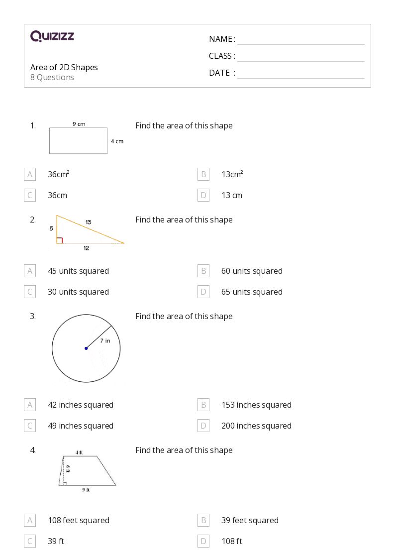 50+ 2D Shapes worksheets for 6th Grade on Quizizz | Free & Printable