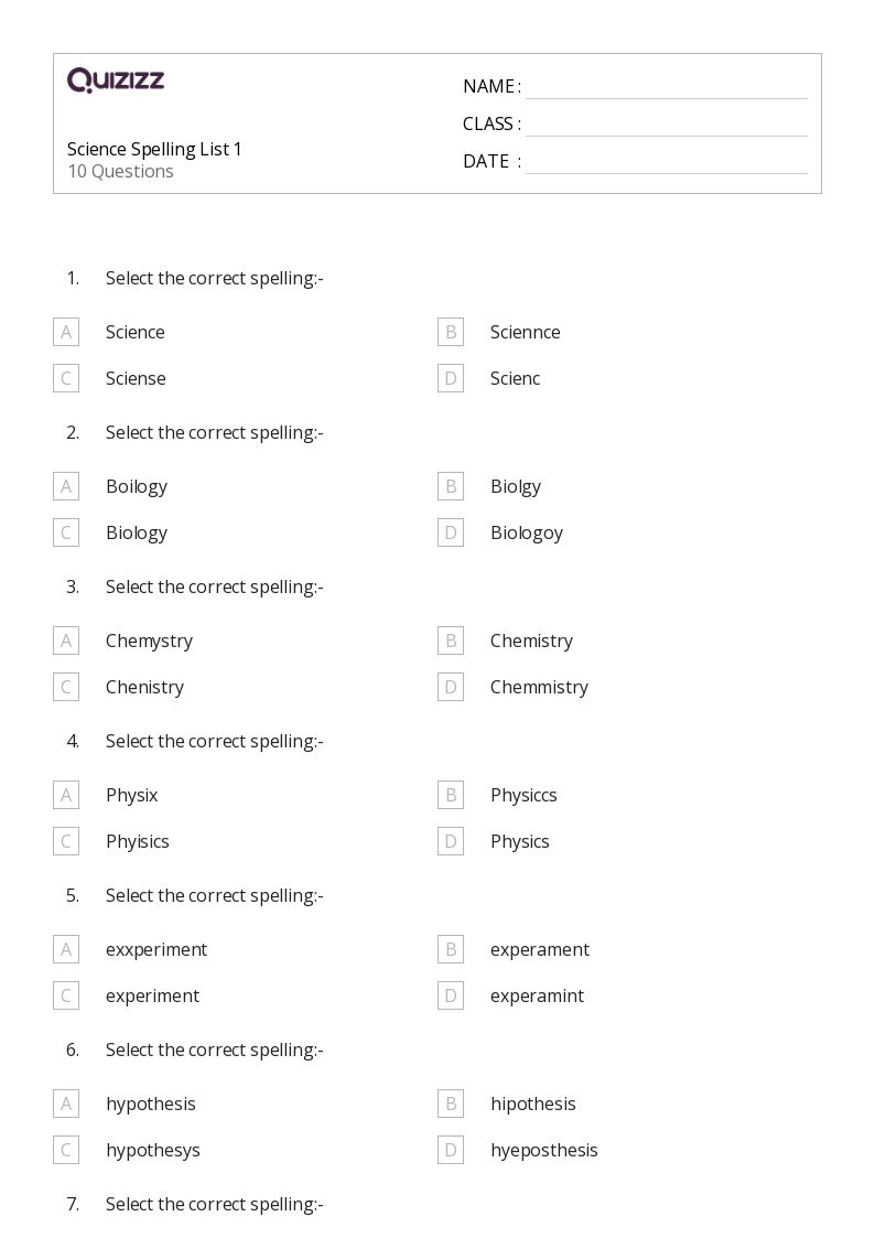 50+ Chemistry worksheets for 7th Class on Quizizz Free & Printable