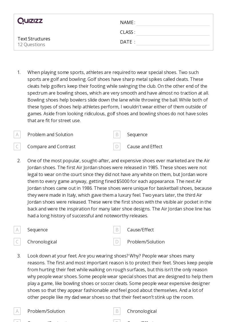 50+ Analyzing Text Structure worksheets for 6th Year on Quizizz Free & Printable