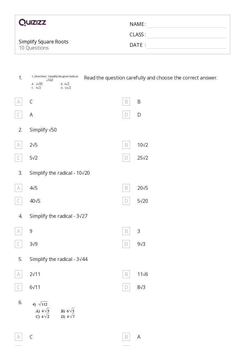 50+ Roots worksheets for 7th Grade on Quizizz Free & Printable