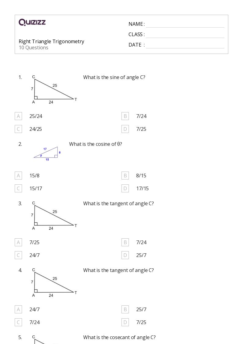 50+ trigonometry worksheets for 10th Grade on Quizizz Free & Printable