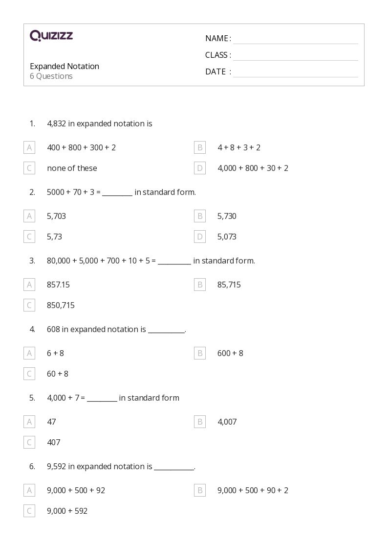50+ Scientific Notation worksheets for 2nd Grade on Quizizz Free