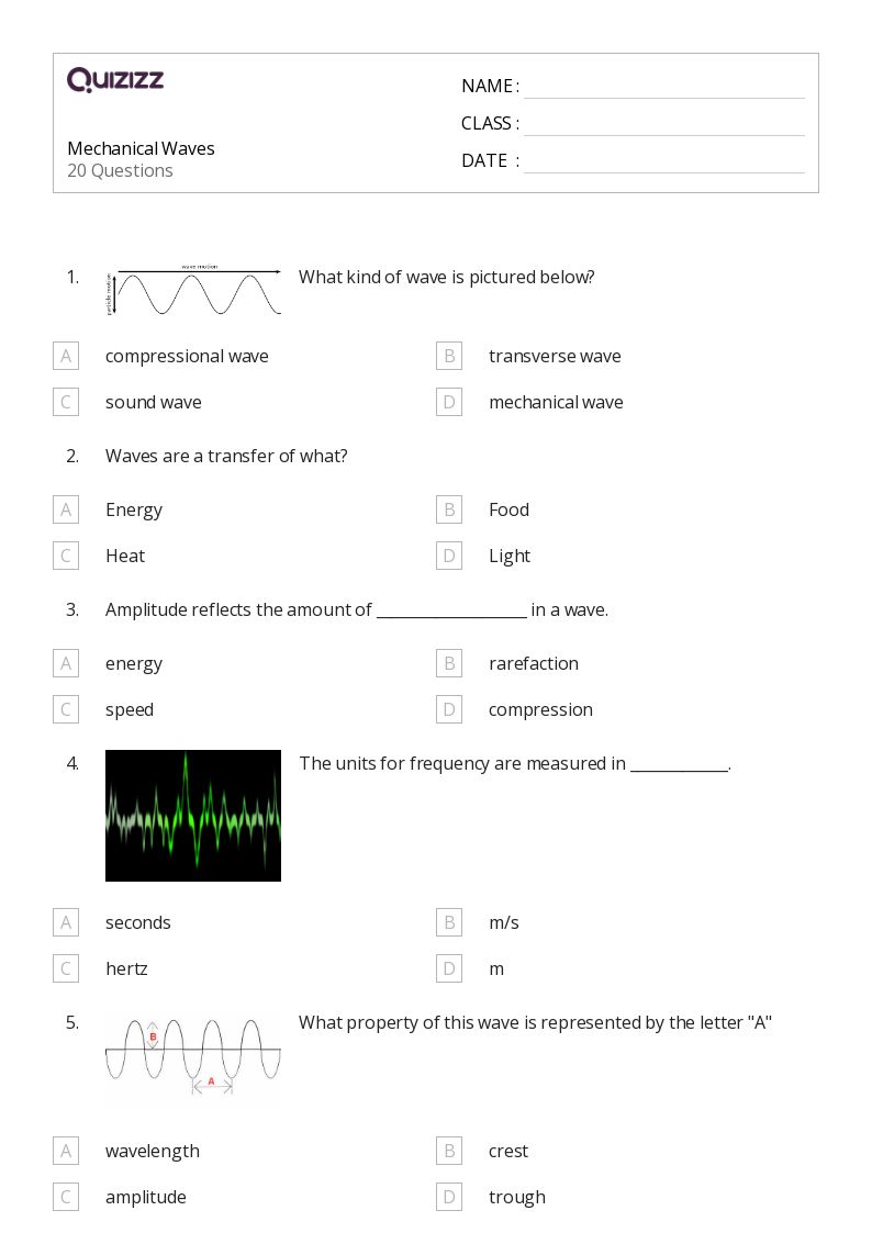 50+ oscillations and mechanical waves worksheets for 11th Class on