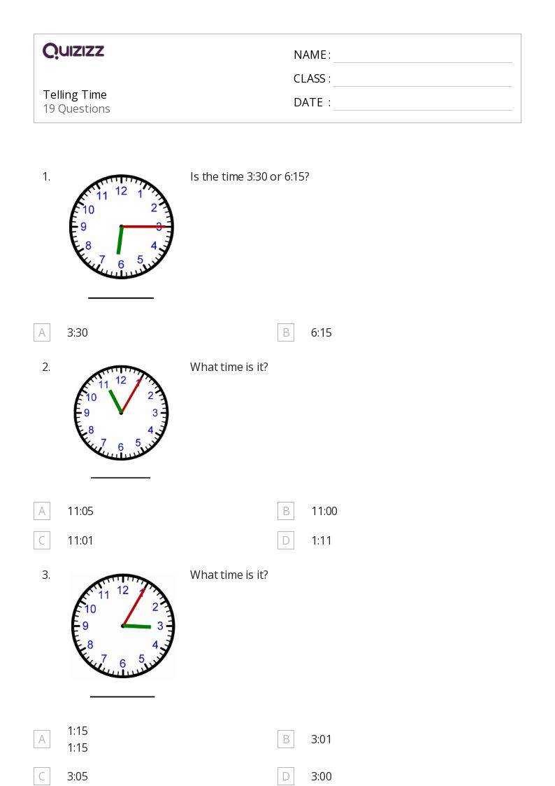 50+ Time worksheets for 2nd Class on Quizizz Free & Printable