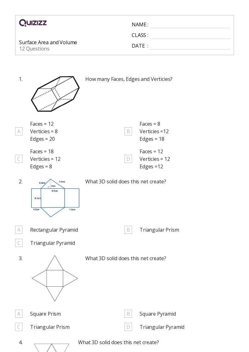 50+ Surface Area worksheets for 8th Class on Quizizz Free & Printable