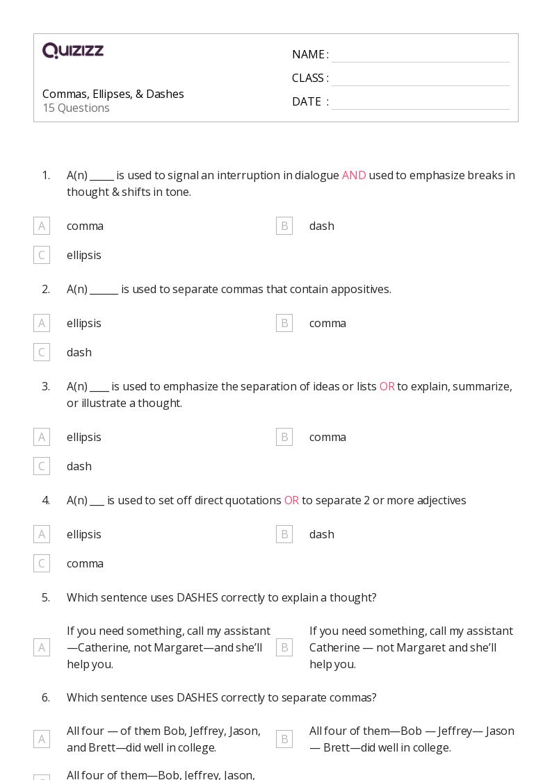 50+ Ellipses worksheets for 8th Grade on Quizizz | Free & Printable