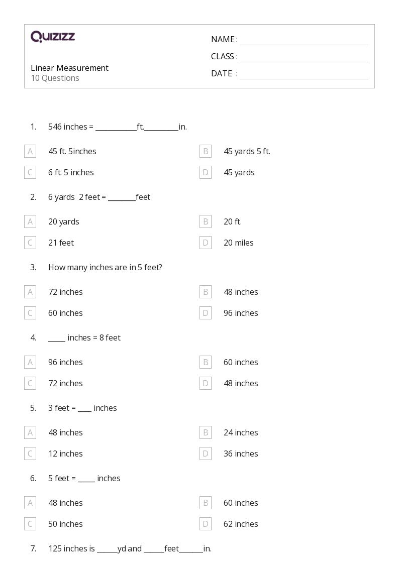 50+ Measurement worksheets for 5th Grade on Quizizz Free & Printable