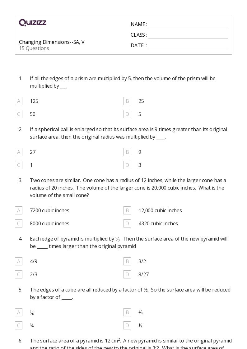 50+ volume and surface area of cones worksheets for 10th Class on