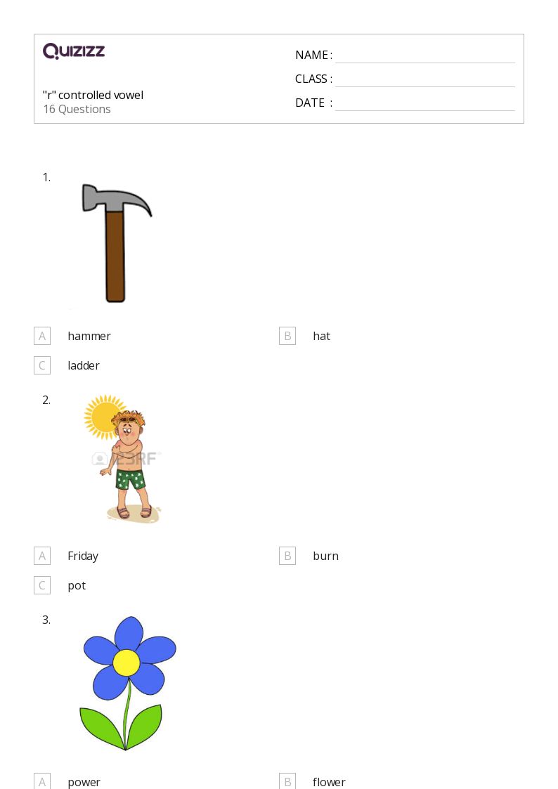50+ RControlled Vowels worksheets for Kindergarten on Quizizz Free & Printable