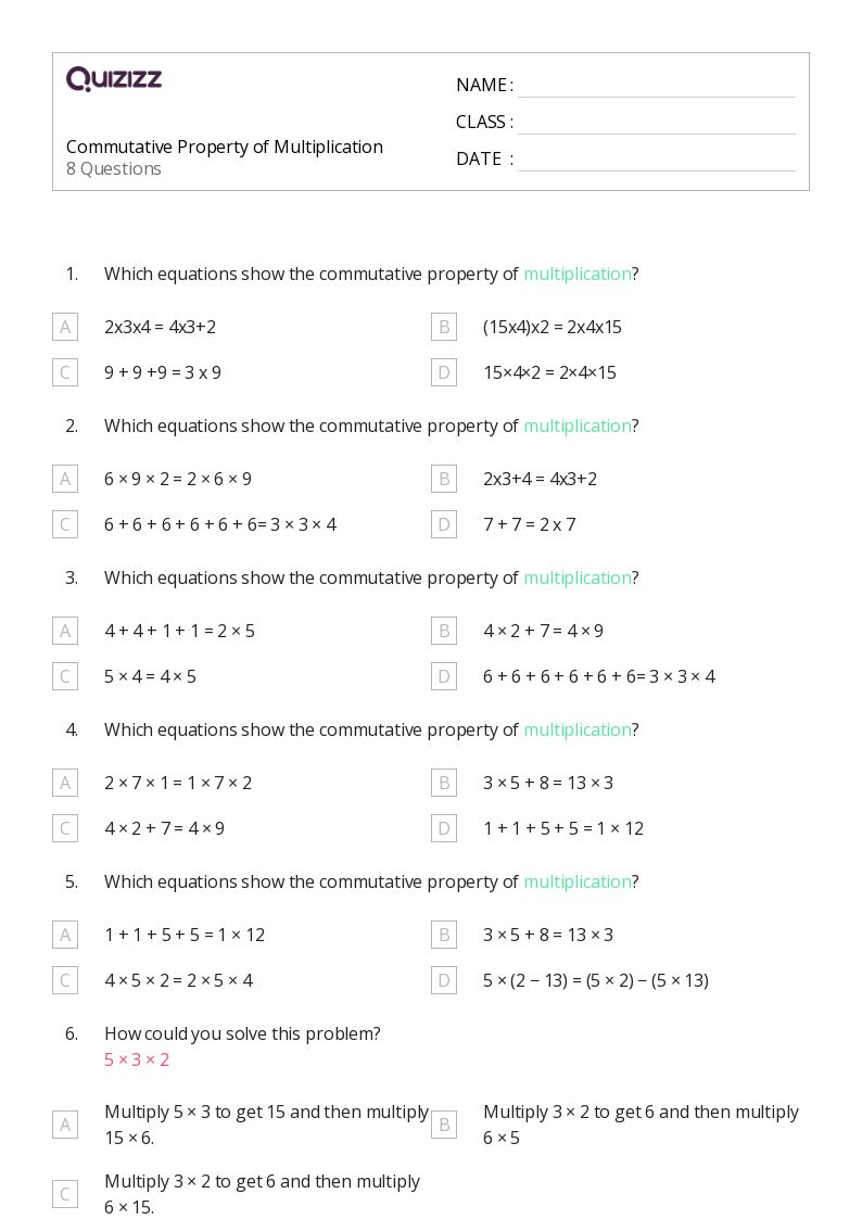 50+ Commutative Property of Multiplication worksheets for 3rd Year on