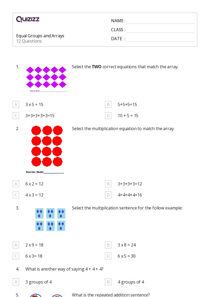 50+ Multiplication and Repeated Addition worksheets for 2nd Grade on