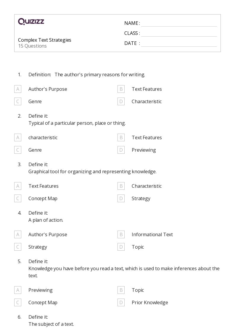 50+ Reading Comprehension Strategies worksheets for 6th Grade on
