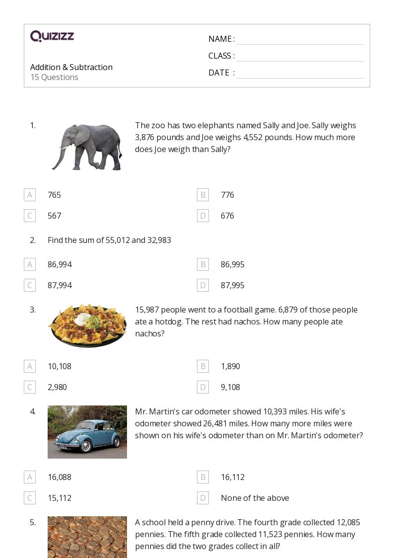 50+ Subtraction worksheets for 4th Grade on Quizizz Free & Printable